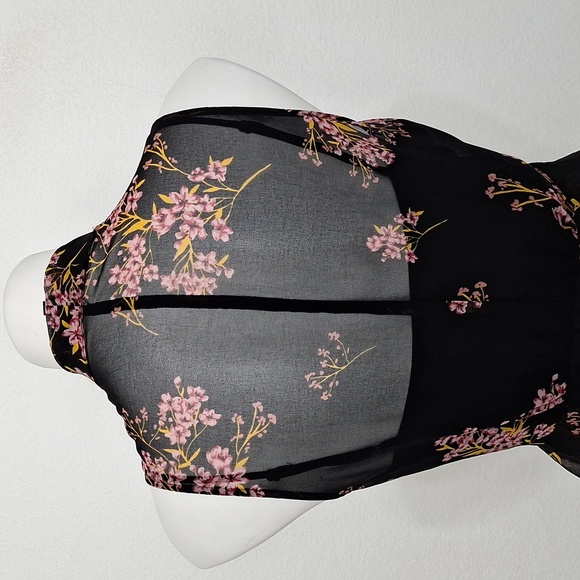 Who What Wear Black Pink Dark Cottagecore Feminine Ruffled Tiered Maxi Dress -M - Picture 8 of 12